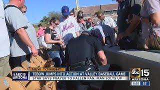 Tim Tebow Says Prayer For Fan After Collapsing at Glendale Baseball Game